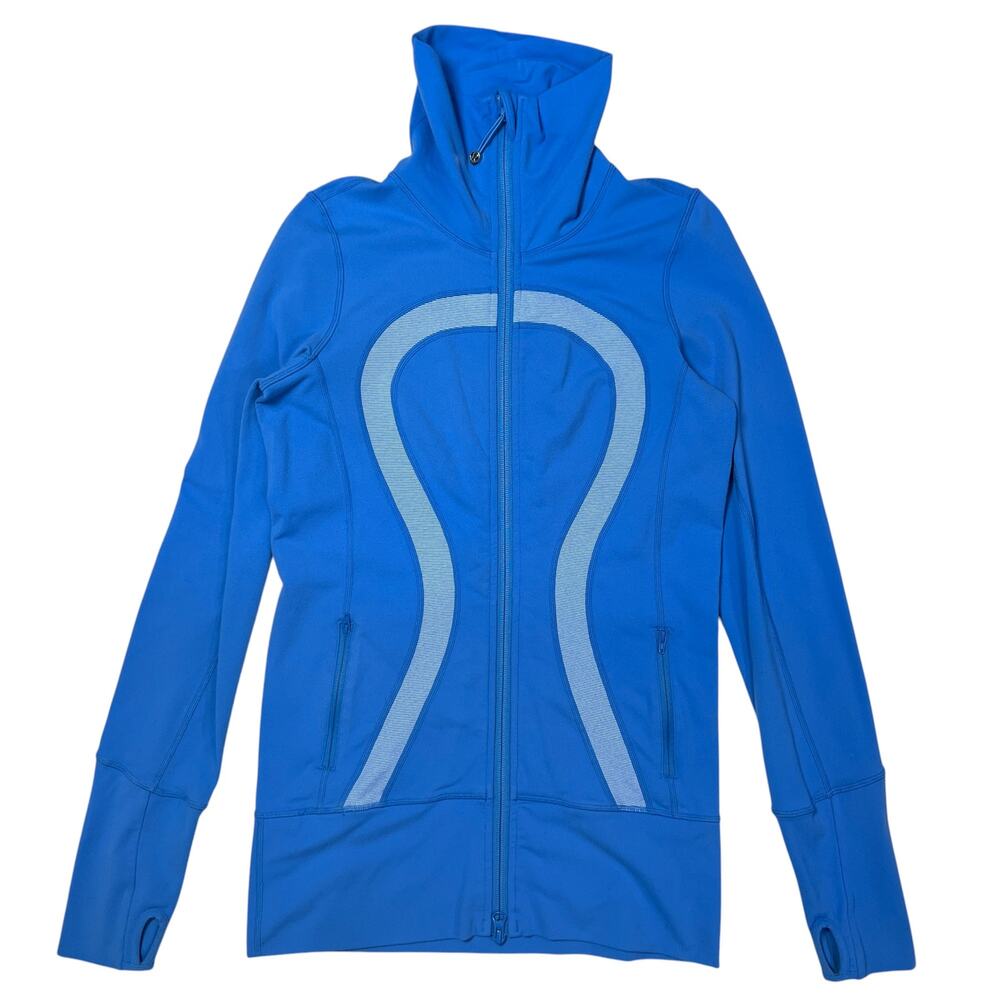 Lululemon In Stride Athletic Jacket Size 4 Blue Full Zip Workout Top Athletic